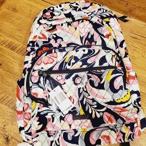 Vera Bradley mod paisley large essential backpack cotton pink black authentic